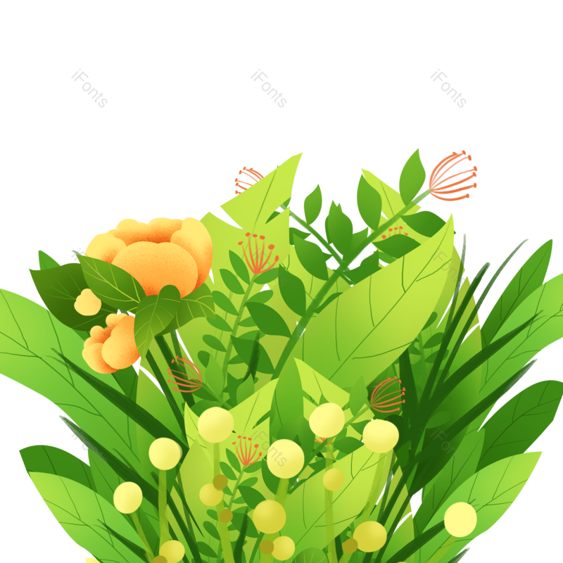 夏天图片,花朵元素,树叶PNG,花朵素材免抠素材